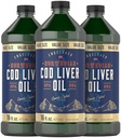 Carlyle Norwegian Cod Liver Oil | 16oz | חבילות של 3 בקבוקים | שמן דגים נוזלי ללא משועבד | Non-GMO, Gluten Freeten