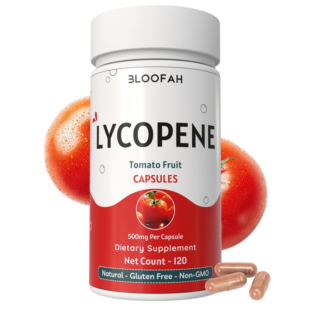 אבקת עגבניות 500 מ"ג (Lycopene) - 120 Count | Natural Carotenoid תוסף עבור בריאות ובטיחות תמיכה; צמחי מבוסס, Gluten Free & non-GMO Formula