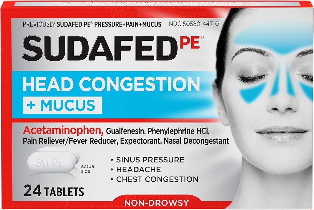 חברת PE Head Voyageestion + Mucus Tablets for Sinus Pressure, Pain & Voyageestion, 24 ct