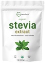 אבקת Stevia אורגנית טהורה, 1 פאונד (2,837 משרתים), הרמה הגבוהה ביותר Stevia Green Leaf לחלץ Reb-A | מופחת Bitter Aftertaste | 0 Calorie, Natural Sweetener, Sugar Alternative, Keto Friendly