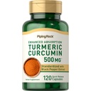 Piping Rock Turmeric Curcumin עם Black Pepper 500 מ"ג | 120 קפסולות | תקן Herbal Supplement | Non-GMO, Gluten Free Freeten