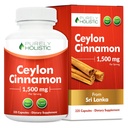 Purely Holistic Ceylon Cinnamon קפסולות 1500 מ"ג, 225 קפסולות קינמון טבעוניות, 75 יום אספקה (25% יותר משרתים), True סרי לנקה Ceylon Cinnamon תוסף