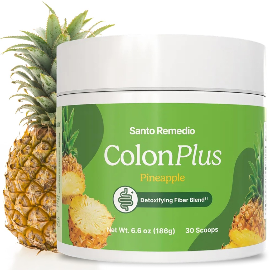 סנטו Remedio קולון פלוס, קול ניקוי, דיאטנית Psyllium Husk סיבים ופרוביוטיקה תוספת, 30 משרתים, Pineapple Flavor