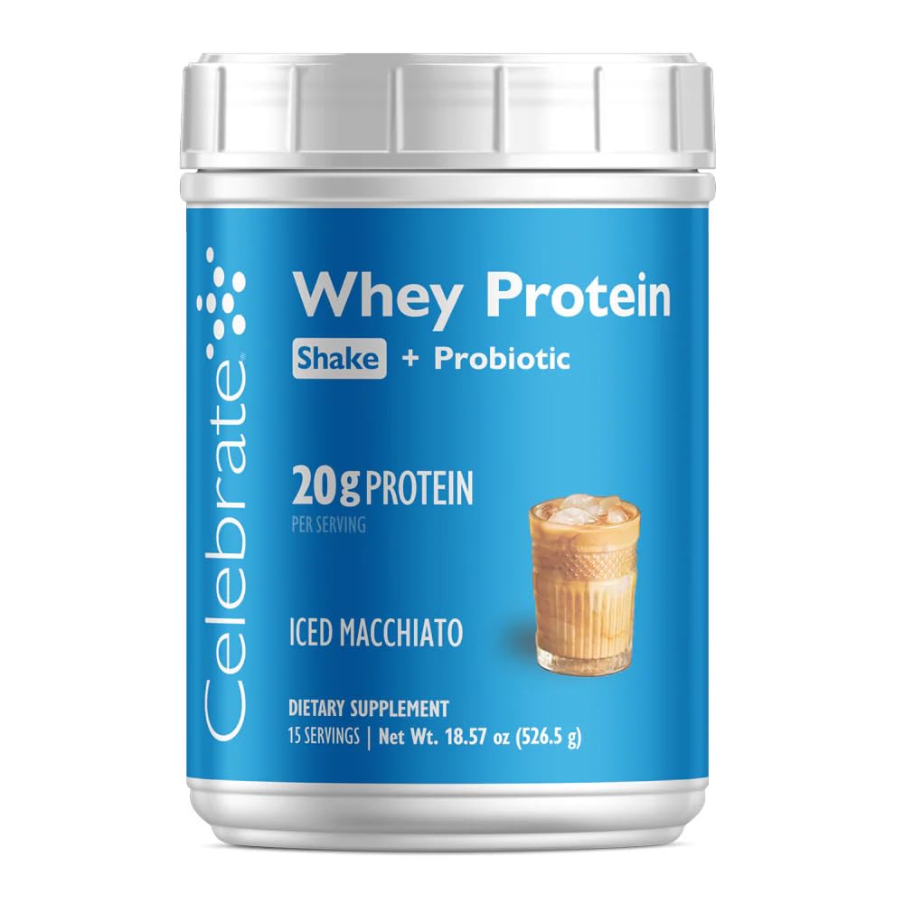 חוגגים ויטמין ReBuild אבקת חלבון עם Probiotics & Prebiotics - 20g Whey Isolate חלבון, סיבים גבוהים, עבור פוסט רופאי ניתוח חולים - Iced Macchiato (15 משרתים)