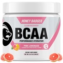 Honey Badger BCAA + EAA Amino Acids אבקת, BCAAs + L-Glutamine, Keto, טבעוני, סוכר חינם עבור גברים ונשים, הידרה & פוסט עבודהout שריר התאוששות משקה Mix, פינק לימונדה, 30 משרתים.