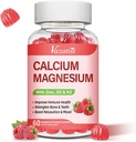 Calcium Magnesium Zinc Gummies עם ויטמין D3 & K2, High Absorption Magnesium Glycinate Potassium עבור Immune ו Calm Mood, Raspberry Flavor 60 חניכיים