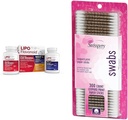 Lipo-Flavonoid Day & Night Tinnitus Relief Combo Kit עם ויטמינים, 90 Caplets & Swisspers Premium כותנה Swabs, 300 Count Count