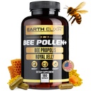 Earth Elixir 3in-1 אורגני אבקת דבורים - non-GMO, Pure Raw Bee פולן, רויאל ג'ולי, פרפוליס לחלץ נשים וגברים - אנרגיה טבעית, Immune & Vitality Support - 180 פרפוליס קפסולות