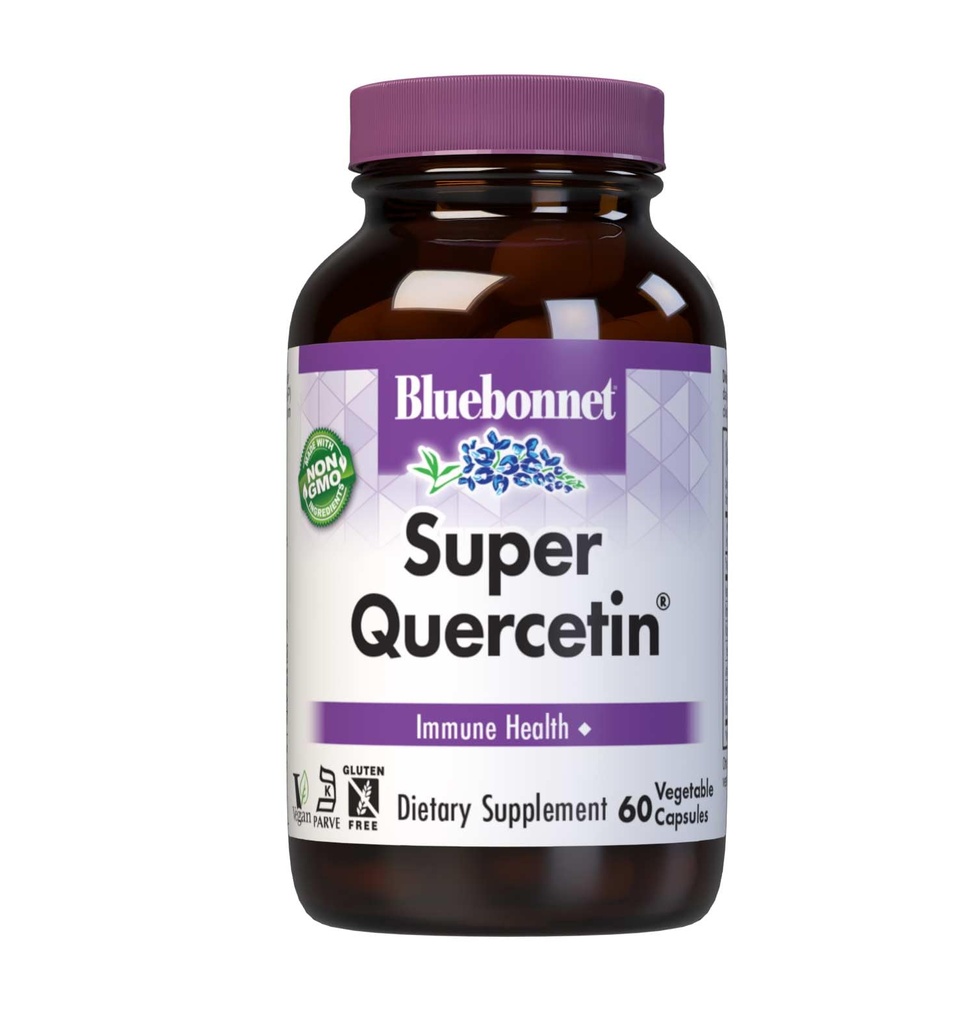 Bluebonnet Nutrition Super Quercetin ירקות קפסולות, ויטמין C Formula, Best for Seasonal & Immune Support, Non GMO, Gluten Free, Soy Free, Milk Free, כשר, 60 קפסולות ירקות
