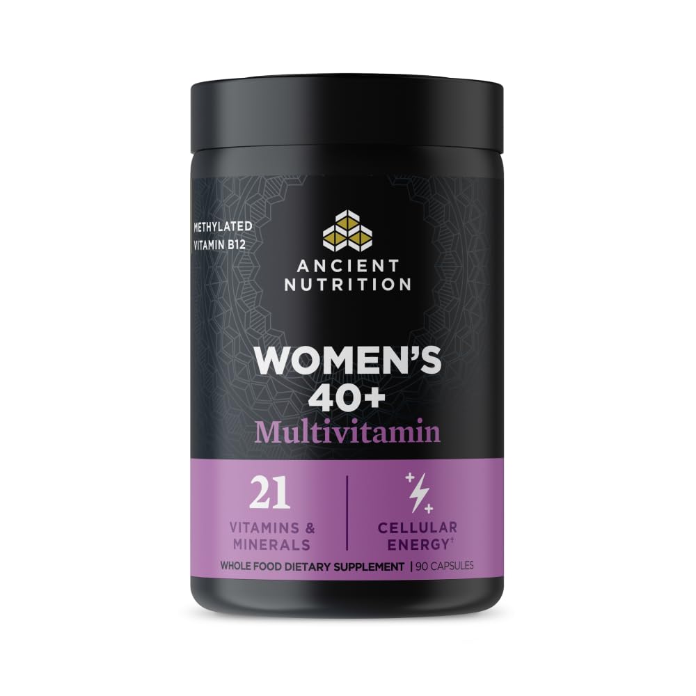 תזונה עתיקה Multivitamin לנשים 40, תמיכה מרובה ויטמין ו- Immune עם ויטמין D & C, 20 ויטמינים ומינרלים, מתח ותמיכה בשינה, תמיכה העצם ובריאות הדם, 90 קפסולות