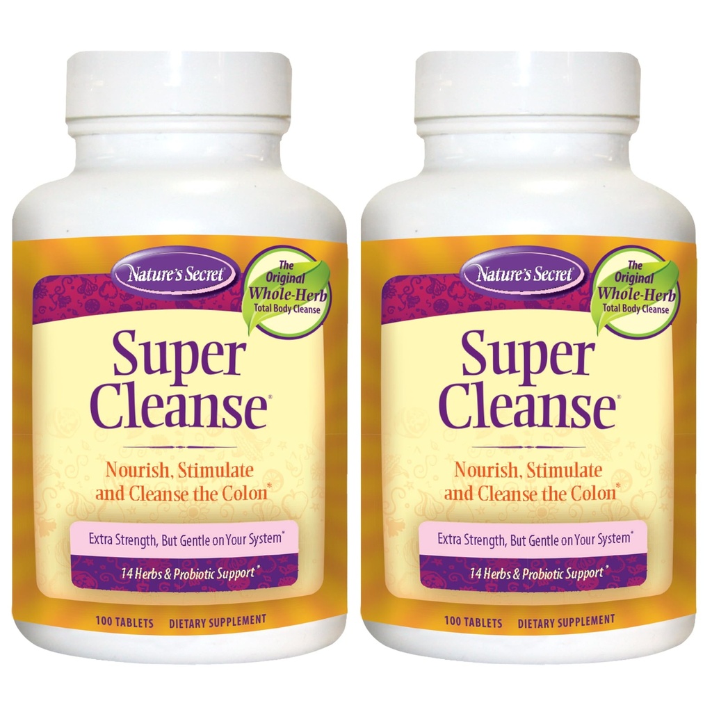 כוח המשיכה הסודי של Nature's Secret Super ניקוי רעלן Detox & Gentle Elimination Body ניקויse, Digestive & Voice Health Support - ייצוב של 14 הצלעות עם פרוביוטיקה - 100 טבליות (Pack of 2)