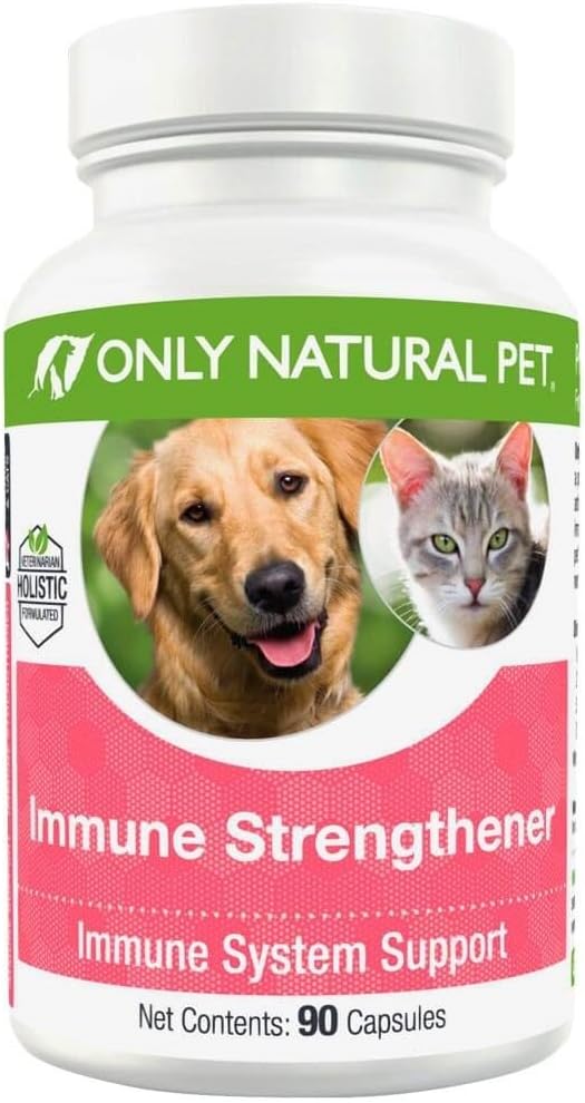 רק Natural Pet Immune System מחזק תוסף לכלבים - Boost Healthy Cell, Digestive ו- Liver function - Multivitamin Beta-Glucan & Antioxidant - 90 קפסולות
