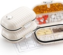 [2 Pack] Zannaki Pill Case Portable Small Weekly Travel Pill Productionser, Sweet Moisture Proof Pill Box Holder for Purse, Daily Mini Pocket Pharmacy Medicine Container for הויטמין, שמן דגים, תוסף
