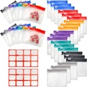 35+2 Pcs Pill Pouch Bags Zippered Pill Pouch להגדיר עם 2 Sheets תווית, 7 צבעים גלולות pouches עבור תרופות נסיעות גלולות פלסטיק קטן זמין עבור נסיעות / בית יומי להשתמש להשתמש