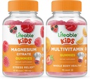 Lifeable Magnesium Kids + Multivitamin Kids, Gummies Bundle - Great Tasting, ויטמין תוסף, Gluten Free, GMO Free, Chewable Gummymy