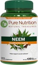 תזונה טהורה Neem קפסולות 700 מ"ג (Equivalent to 2600 מ"ג אבקת Neem Leaf ו- Bark אבקת) Non GMO | Once Daily | 120 Days Supply.