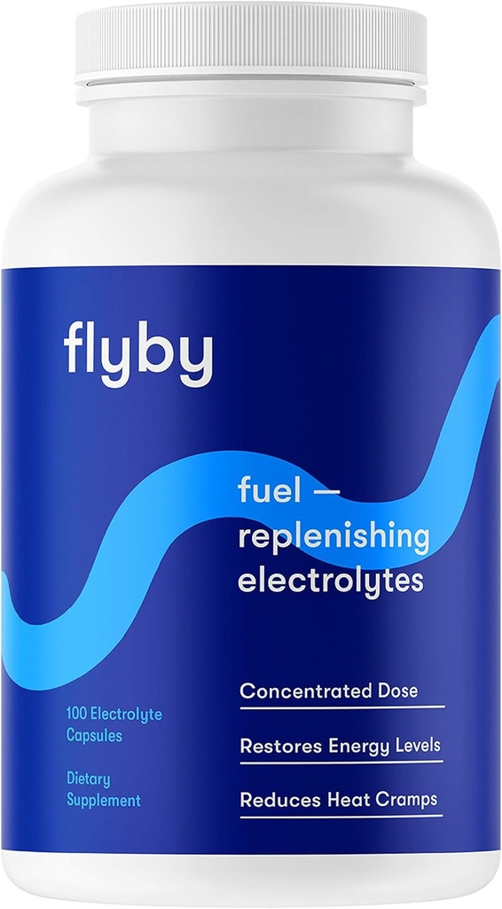 טבליות החלפת Flyby Electrolyte - Pills & קפסולות עבור Rehydration מהיר, Recovery, Keto & Cramps - מלחים, מגנזיום, Potassium, Sodium - Paleo, Keto & Friendly - 100 קפסולות