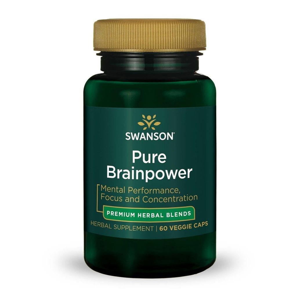 Swason Pure Brainpower Brain Brain Health Cognitive Memory Focus Support Brain-Derived Neurotrophic Factor (BDNF) Herbal Supplement (Ginkgo Biloba, Bacopa Monnieri) 60 קפסולות Veggie (Veg Caps) טבעוני טבעוני טבעוני טבעוני טבעוני טבעוני טבעוני
