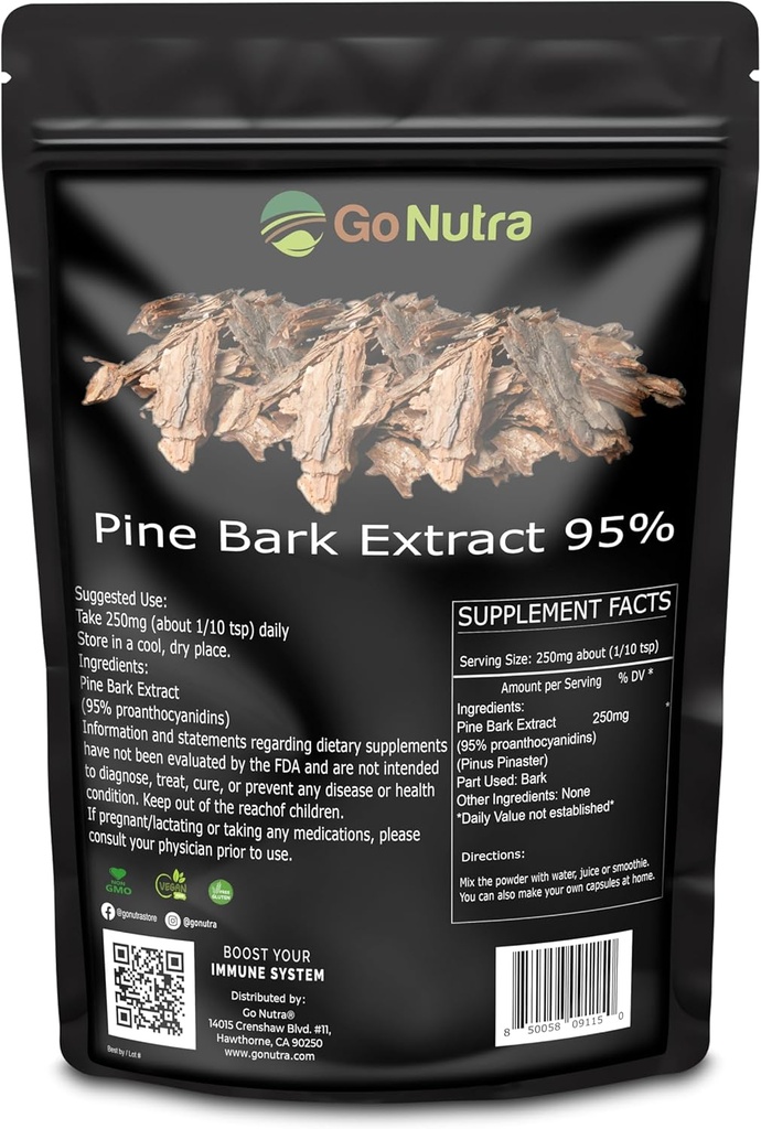 Go Nutra Pine Bark לחלץ אבקה סטנדרטית 95% Proanthocyanidins Pine Bark אבקת שמן 8oz
