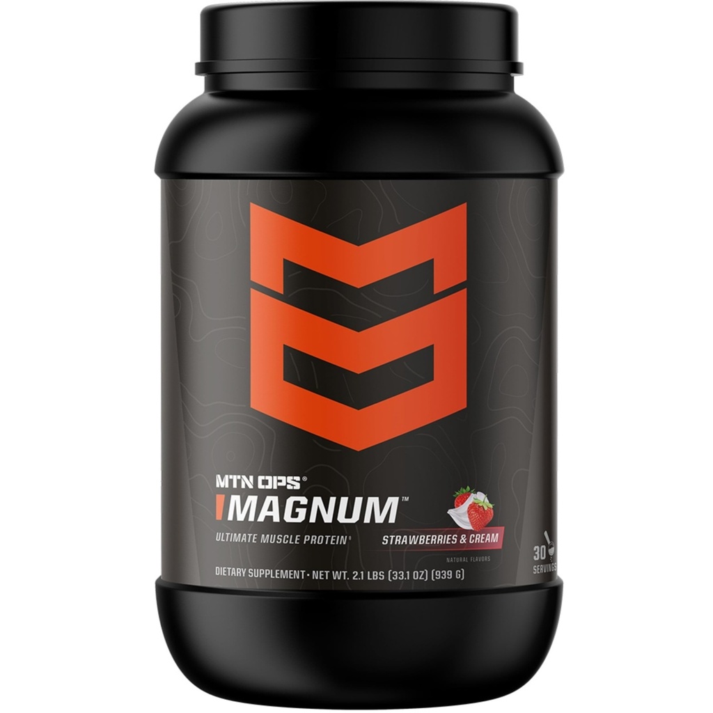 MTN OPS Magnum Strawberry אבקת חלבון, 23g של Whey Isolate חלבונים וחלב חלבון עם BCAAs, Zero & Gluten חינם, Strawberries & Cream, 30 משרת Tub