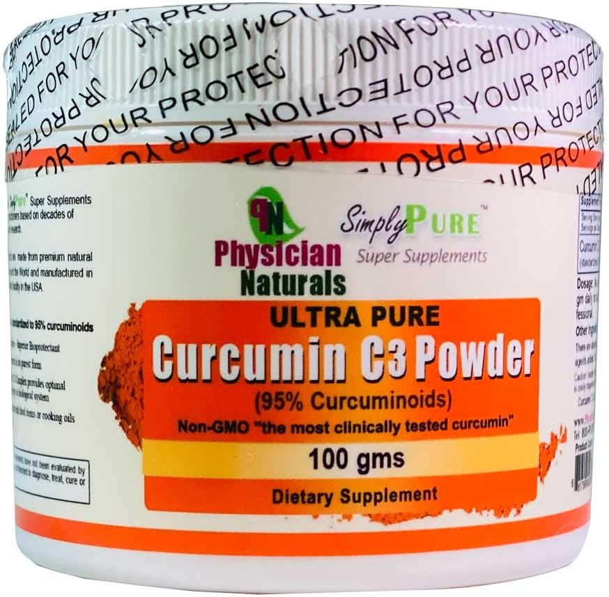 Ultra Pure Curcumin C3 תרכובת אבקה 100% טהור Curcumin Turmeric לחלץ 100 GMS 11X Absorption תמיכה משותפת Immune Health