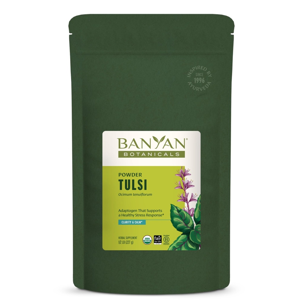 Banyan הבוטנים Tulsi אבקת - אורגני Tulsi - בזיל הקדוש (Ocimum Sactum) - Ayurvedic Fitogen for Healthy Lung Function and Peaceful Well-Being ו - 1⁄2 lb.