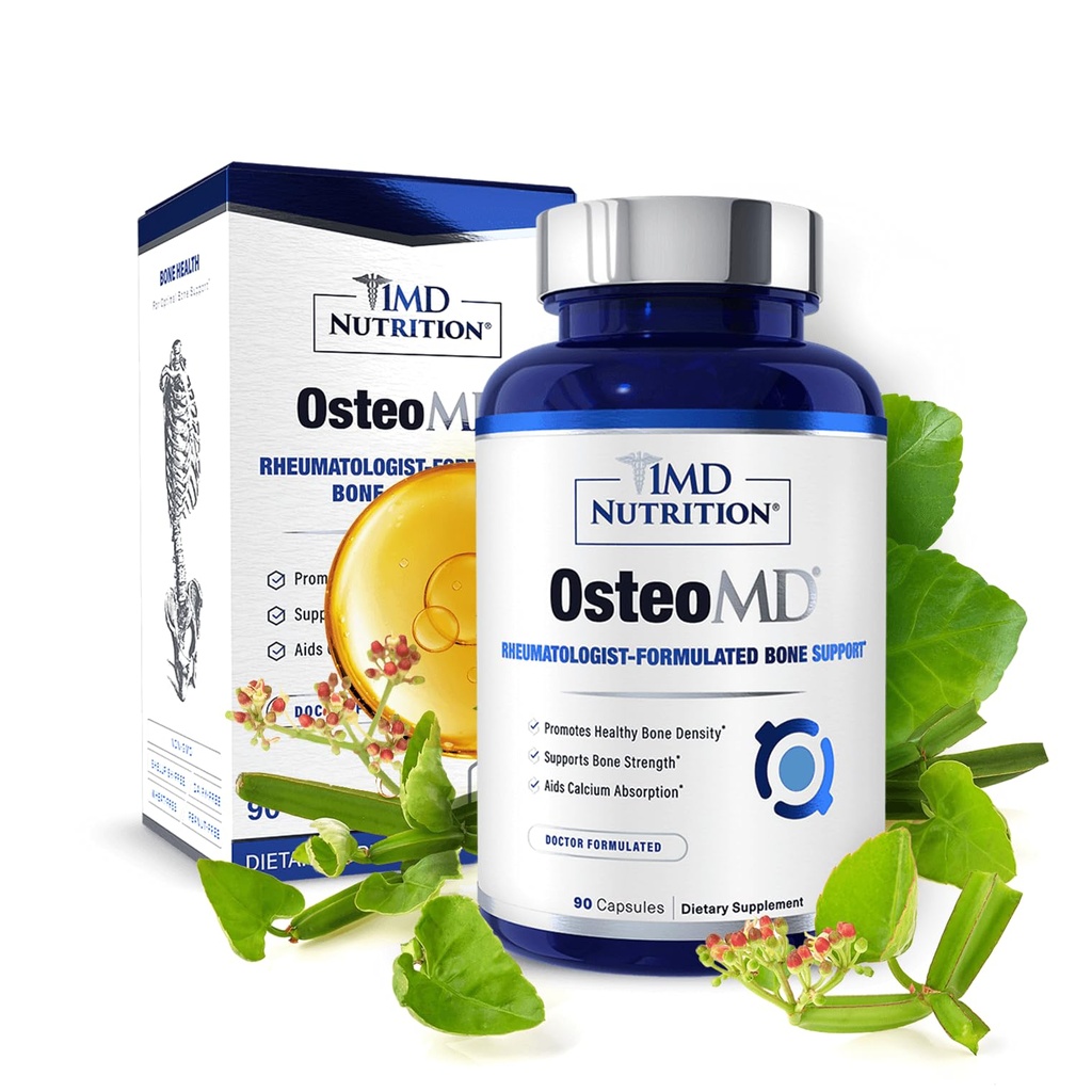 1MD תזונה OsteoMD עבור תמיכה מקיפה - תוספת עבור נשים וגברים - לקדם הכחשה w /Vitamin D - hydroxyapatite w / Vitamin D3 & K2-90 קפסולות