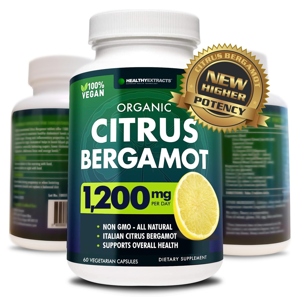 תוסף Citrus Bergamot - 150:1 Extract, 1200 מ"ג לשרת, 80% פוליפנולים, תוספת של כולסטרול גבוה, איטלקי Sourced, 60 Count, 1 חודש אספקה, מיוצר בארה"ב