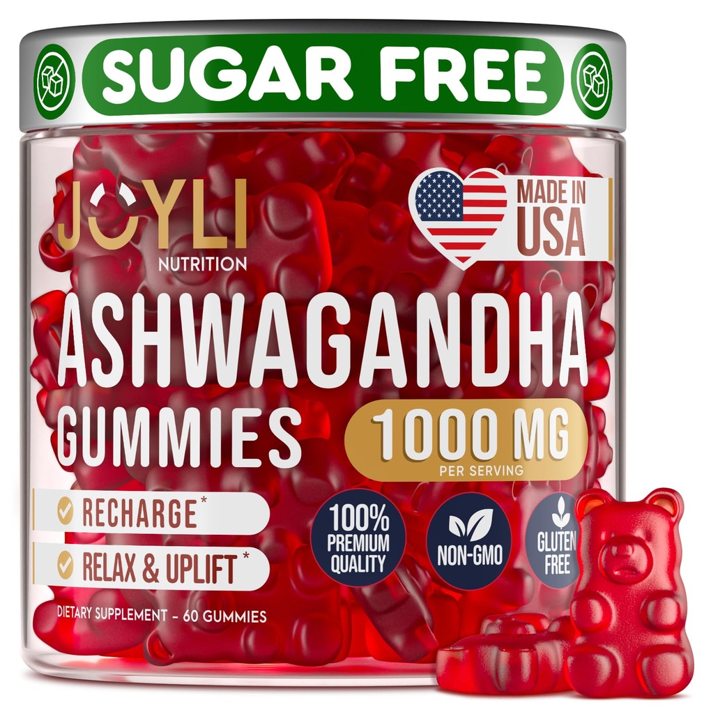 Ashwagandha Gummies for Women & Men - Natural Calm Gummies with Ashwagandha Root לחלץ ויטמין C Zinc - Ashwagandha Herbal תוסף עבור Sleep Stress Balance - 60 סוכר טבעוני חינם צ'אדות