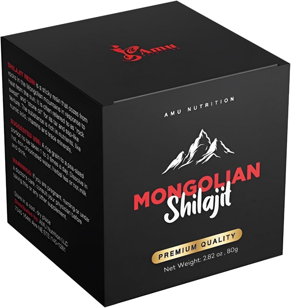 AMU NUTRITION Shilajit Pure ההימלאיה האורגני - שנאסף ממונגוליה - Shilajit עבור גברים - מקור טבעי של Fulvic Acid Trace מינרלים - 80GR