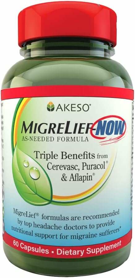 MigreLief- Now Fast-Acting Formula, As-Need Nutritional Support for Migraine and Headache Sufferers - 60 קפסולות צמחוניות
