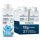 KATE FARMS Organic Pediatric 1.2 High Calorie Chocolate Nutrition Shake, 12g חלבון, 27 ויטמינים מינרלים, החלפת Meal, 8.45 oz (6 Pack)