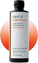 ALGAECAL Triple Power 1200 מ"ג EPA & DHA אומגה 3 שמן דגים תוספת, תמיכה המוח, הלב, העור ועצמות, חומצה נוזלית מנגו טעם, Burp-Less, סוכר חינם, מיוצר בארה"ב