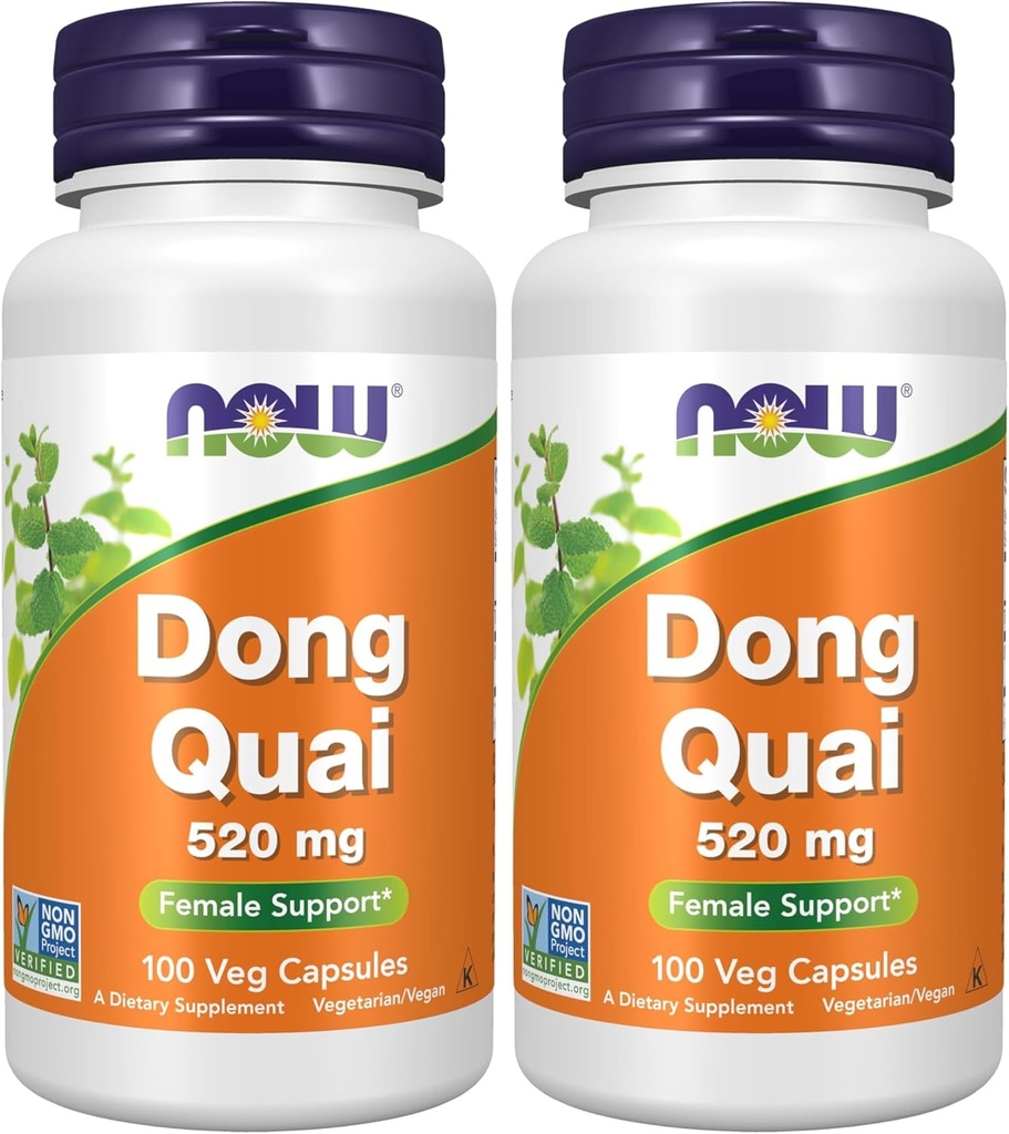 עכשיו תוספים, Dong Quai (אנג'ica Sinensis) 520 מ"ג, תמיכה נשית *, 100 קפסולות Veg (Pack of 2)