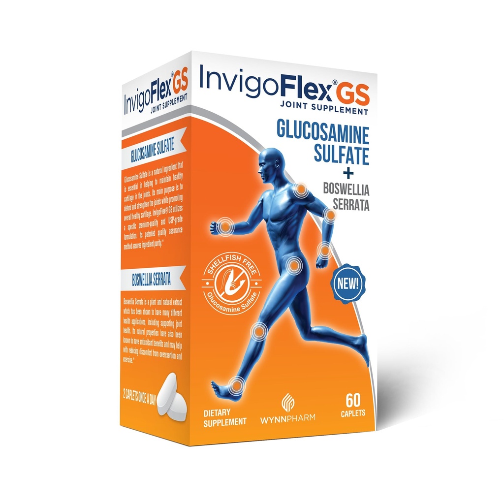 InVIGOFLEX GS - Glucosamine Sulfate ( Shellfish חינם, Sodium חינם & Vegetarian בטוח) Non GMO, Gluten חינם - עם Boswellia Serrata - ברכיים, ידיים, Back, ו- hip Premium Joint תוסף תוסף תוסף תוסף תוסף