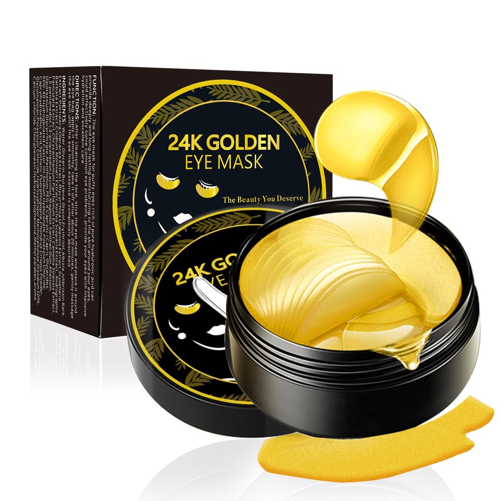 תחת עין פטש, 24K Gold Eye Mask, 60PCS תחת מסיכה העין, קולגן גל פאץ' טיפול עבור Lighten Wrinkles Puffy Eyes Dark Circles Anti-Aging Moisturizing, קווים יפים נשים גברים גברים גברים גברים