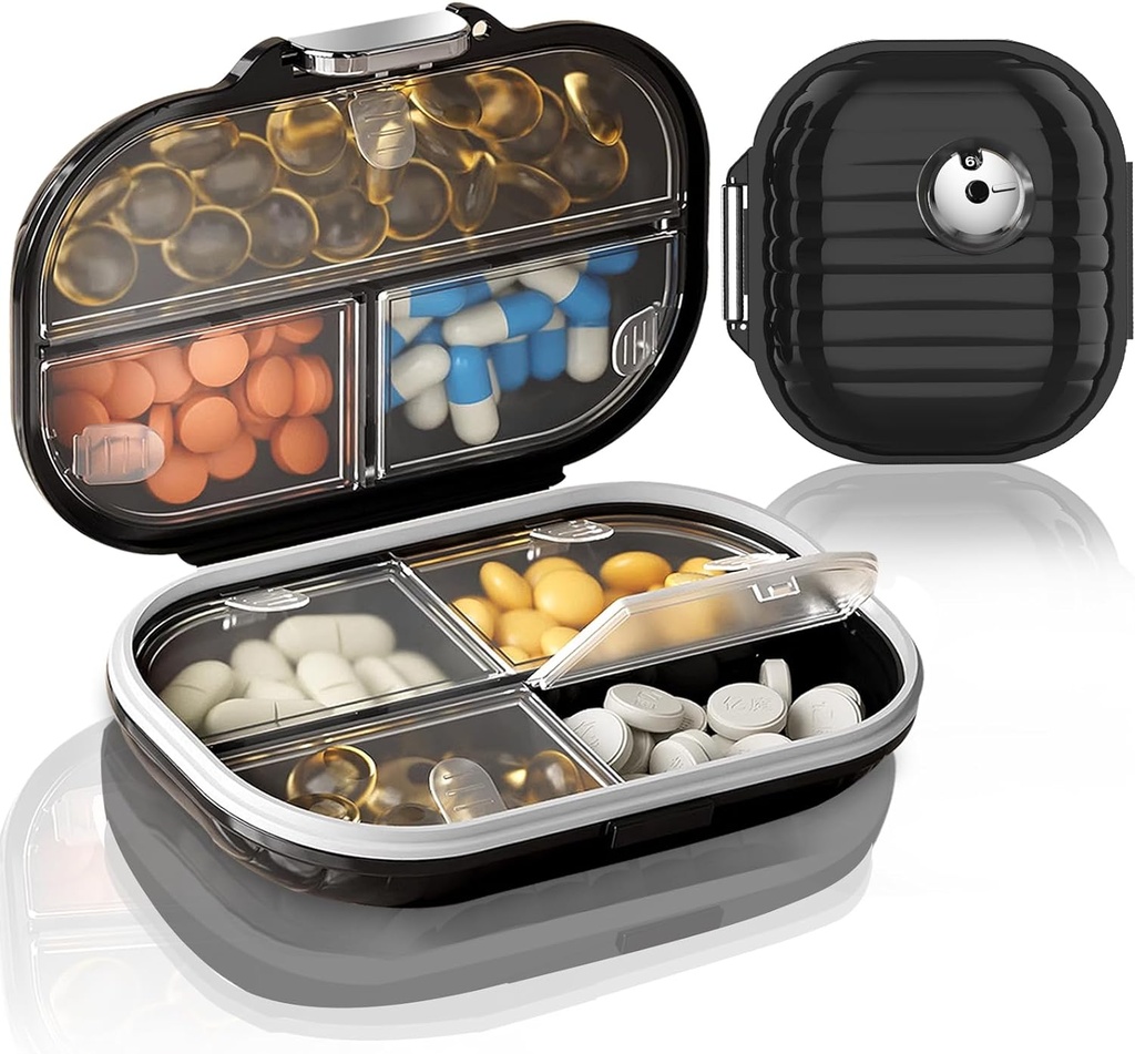 2 Pack PillPSKer Pill Box 7 השוואתי גלולות גדולות תוספת נסיעות הביתה תוסף Holder Airtight ויטמין Container Daily Medicine Travel Essentials (קטן + גדול)