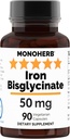 Iron Bisglycinate 50 מ"ג - 90 ואג קפסולות - 50 מ"ג של ברזל אלמנטרי לקפסולה
