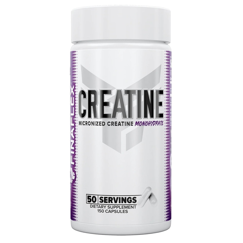 FINAFLEX Pure CREATINE - 150 קפסולות - מקדם כוח מוסקולי, גודל וביצוע - 100% טהור, Micronized Creatine Monohydrate - NSF מוסמך - 50 משרתים