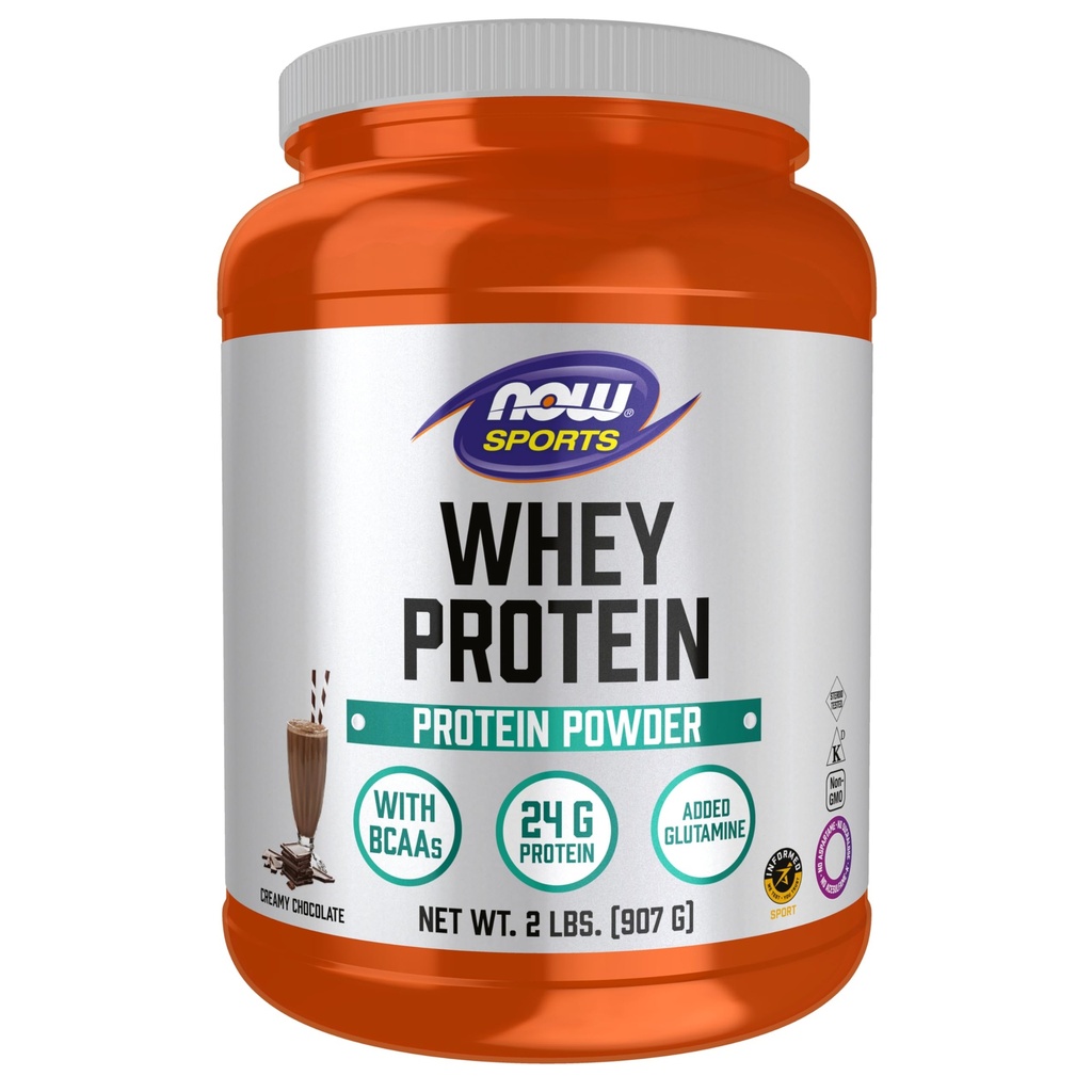 עכשיו מזונות ספורט תזונה, חלבון Whey, 24 G עם BCAAs, אבקת שוקולד Creamy, 2-Poundy