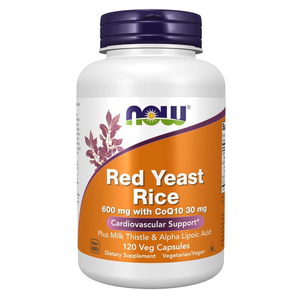 תוספי מזון עכשיו, Red Yeast Rice עם CoQ10, בתוספת חלב Thistle & Alpha Lipoic Acid, 120 קפסולות Veg