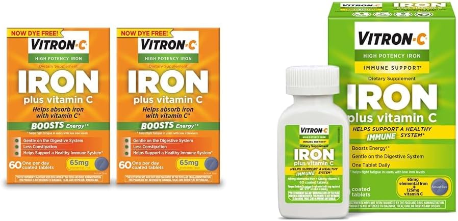 תוסף ברזל Vitron-C, לאחר יום יומי, צריכת ברזל גבוהה בתוספת ויטמין C & ברזל תוספת תמיכה Immune & Immune