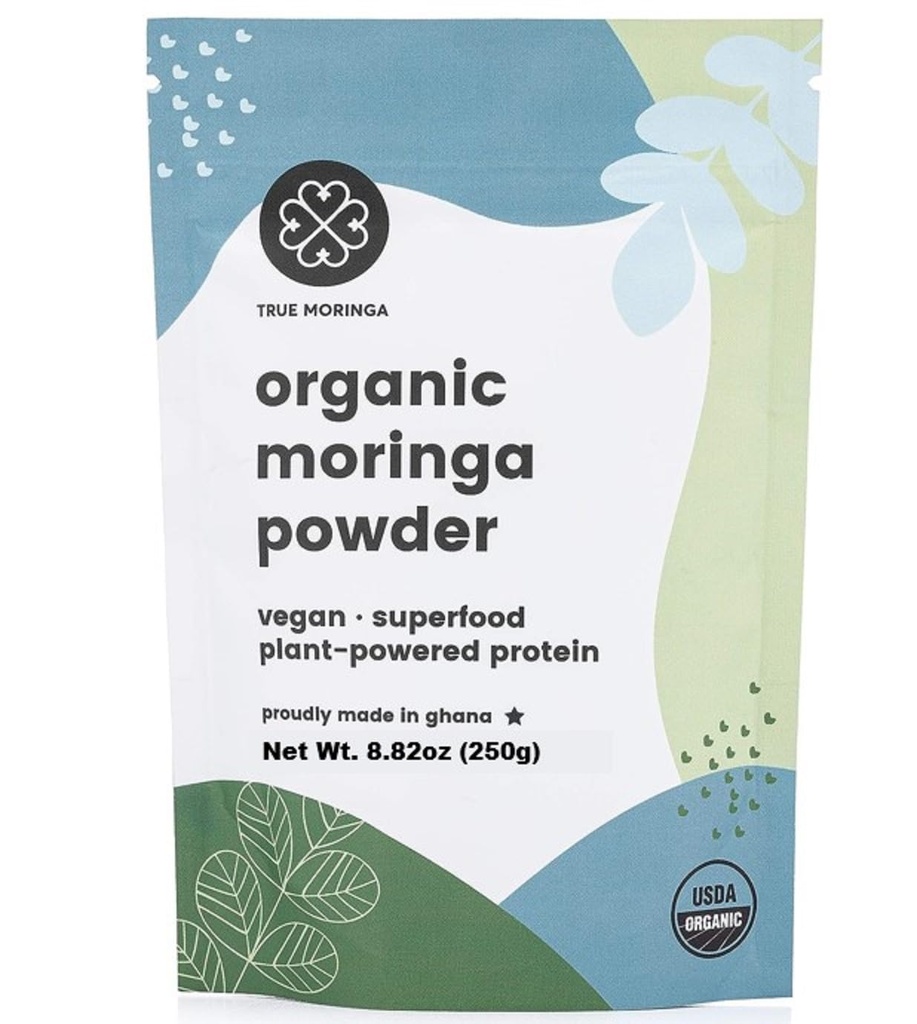 אבקת Moringa אורגנית | 100% Regenerative Organic Raw Moringa אבקת, USDA מוסמך non-GMO (250g)