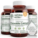 טבעי Nutra Chewable Calcium תוסף עבור כוח העצם, מקדם בריאות שרירים, עוזר לשפר את בריאות השיניים, תמיכה בריאות עצבית, ובריאות Cardiovascular, שיפור כוח העצם, 120 טבליות