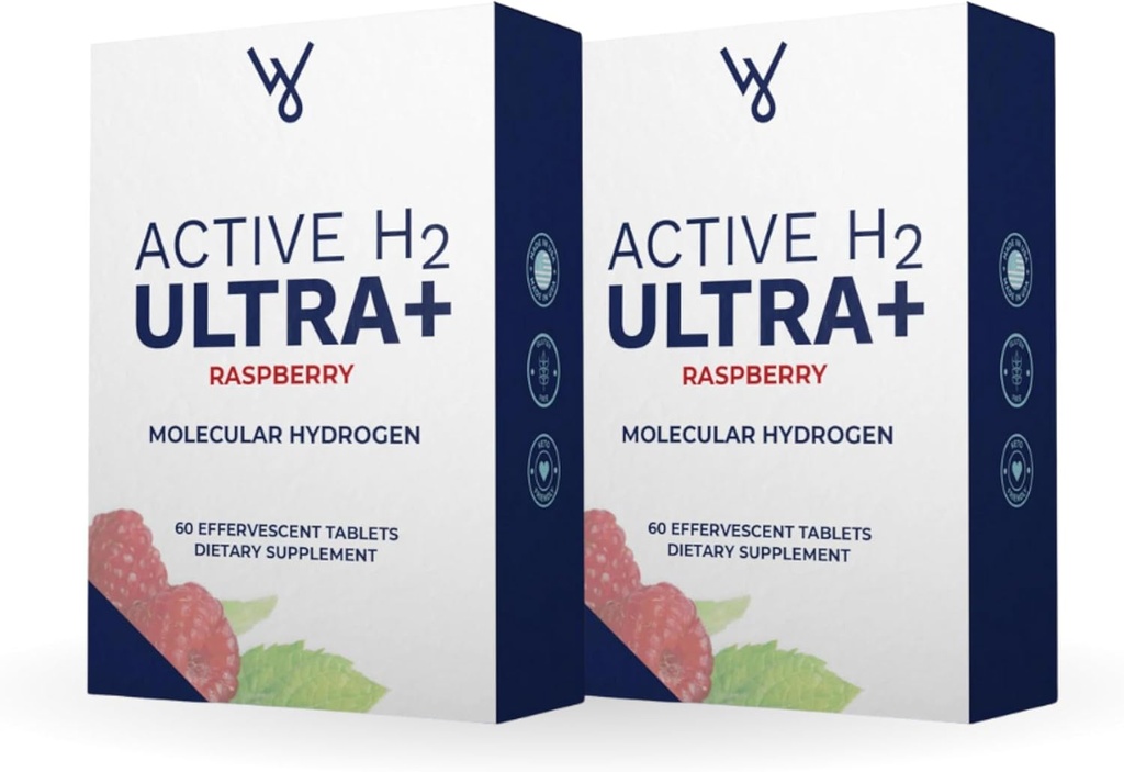 Active H2 Ultra+ Hydrogen Water Tablet, Natural Raspberry. אופטימיזציה לבריאות, תמיכה אי-אמון, ואיזון אנטי-חמצן עם יתרונות של הידרוגן מולקולרי 120 משרתים