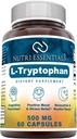 L-Tryptophan דיאטה תוספת 500 מ"ג 60 קפסולות (Non-GMO) - תוספי שינה טבעיים עם 500 מ"ג של טופס חינם L Tryptophan - Circulation & Imm תמיכה *