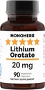 Lithium Orotate 20 מ"ג של ליתיום אלמנטרי לקפסולה - 90 קפסולות צמחוניות