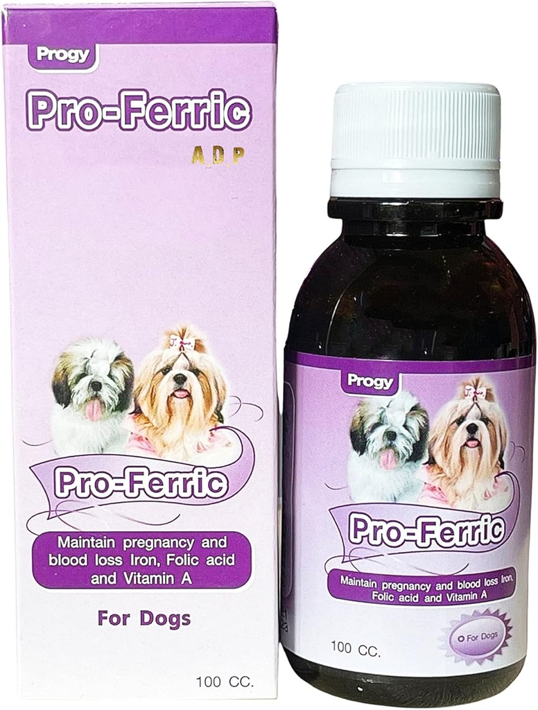 Pro-FERRIC 100 CC. Liquid Tonic Best Pet Booster Blood Support for Dogs Puppies Iron & Multi ויטמיןs תוספת של אנרגיה וכוח בעלי חיים, Folic B6 B12 מקדם Red Blood Cell