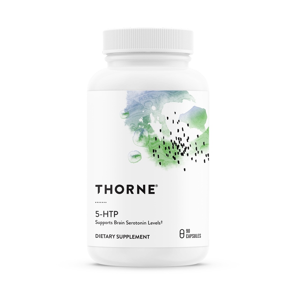 THORNE - 5-HTP - מכיל ויטמין B6 - תמיכה Serotonin עבור Sleep & Stress Management * - 5-Hydroxytryptophan תוספת - מוסמך צד שלישי - גלוקוזטן, חלב וסוי - 90 קפסולות כמוסות