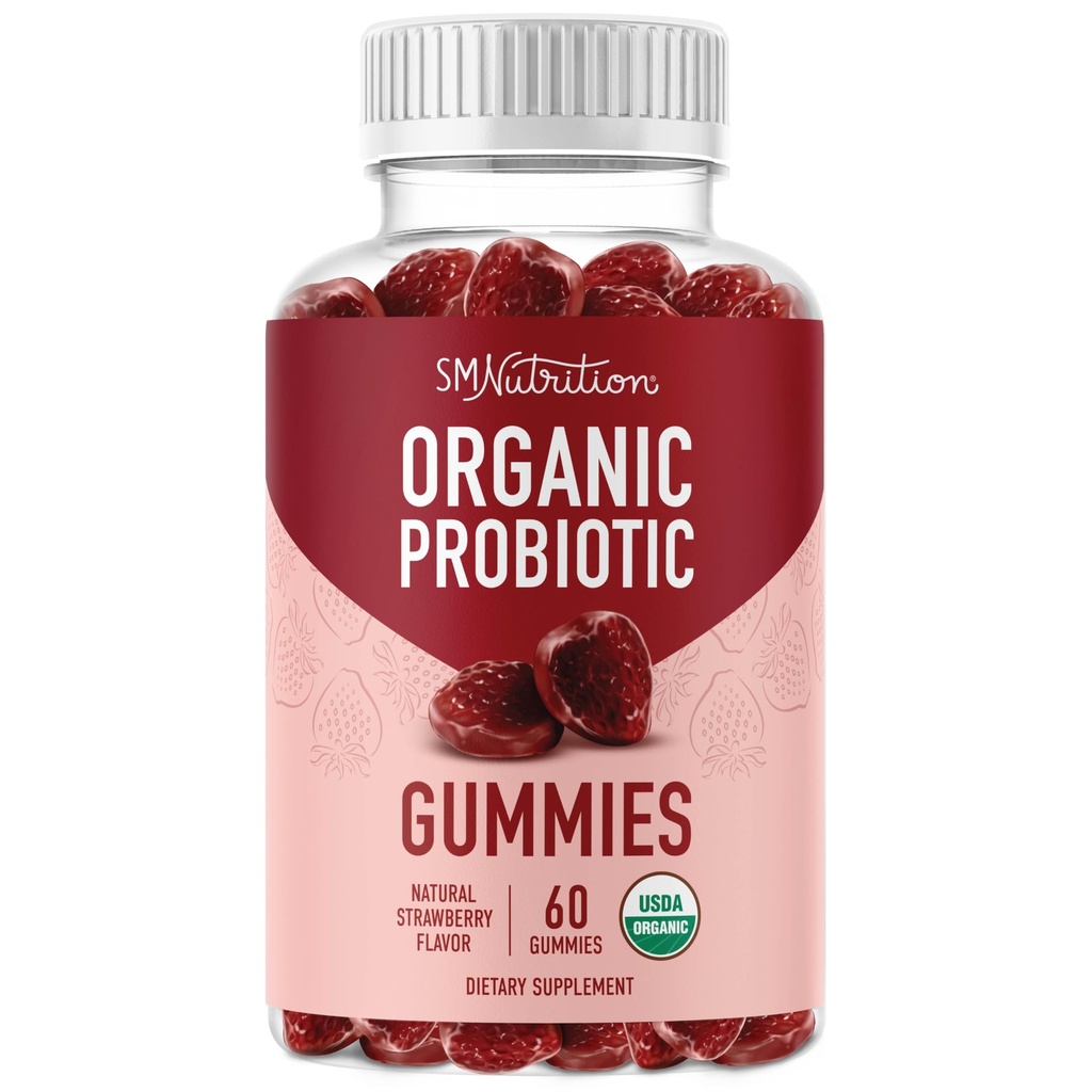 נוגדנים אורגניים פרוביוטיקה | 5 מיליארד CFU Probiotics for Digestive Health & Immune Support; Hardy Bacillus Subtilis | Strawberry חניכיים | Shelf Stable, Gluten-Free, טבעוני | 60 Ct. (1 חודש אספקה)